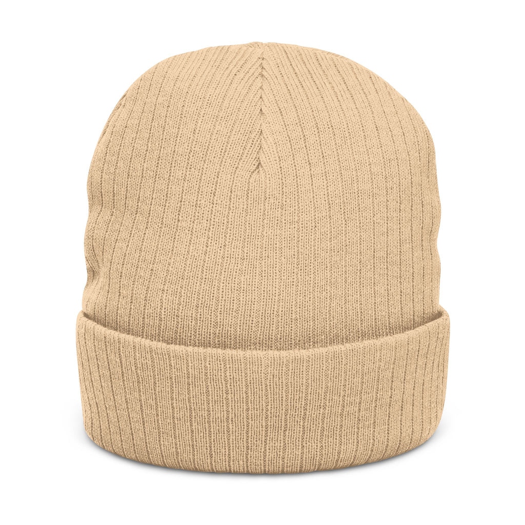 Embroidered Ribbed Beanie — 'Le Brasier' Streetwear Knit Cap