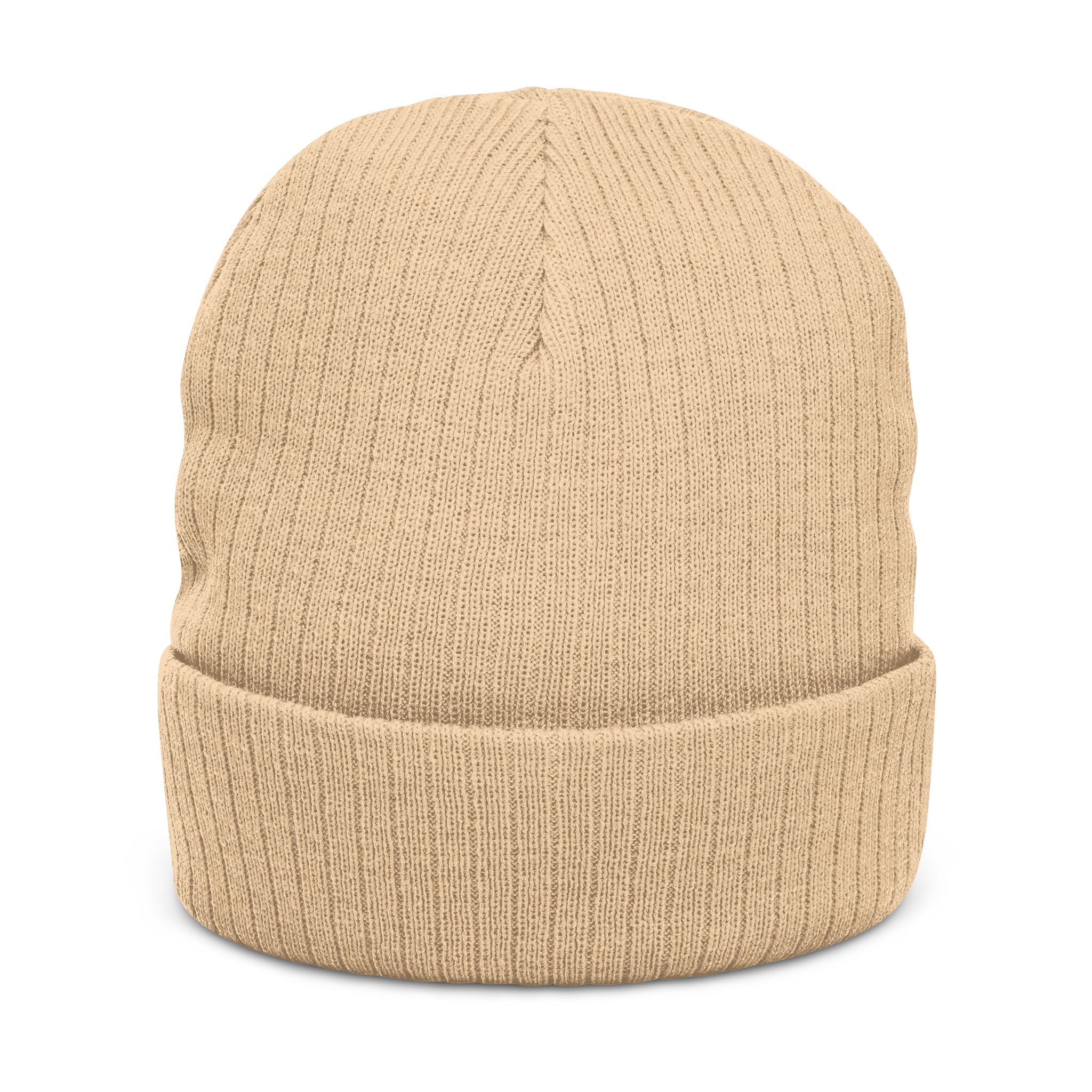 Embroidered Ribbed Beanie — 'Le Brasier' Streetwear Knit Cap