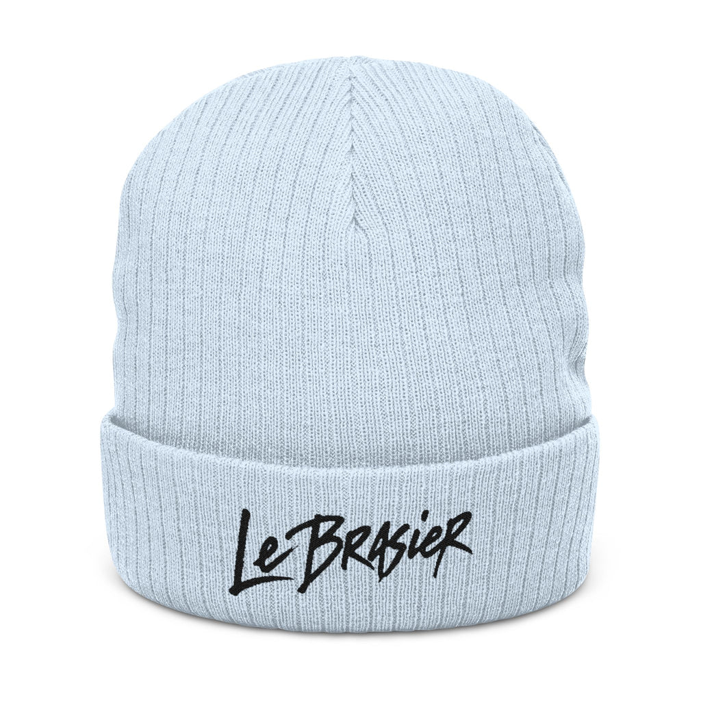 Embroidered Ribbed Beanie — 'Le Brasier' Streetwear Knit Cap