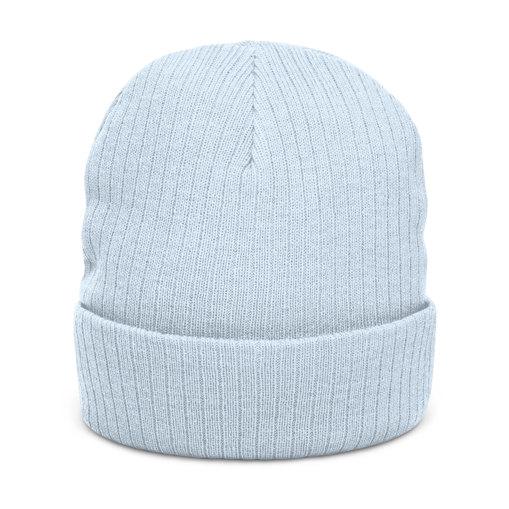 Embroidered Ribbed Beanie — 'Le Brasier' Streetwear Knit Cap